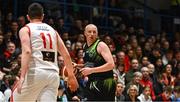 6 January 2024; Kieran Donaghy of Tralee Warriors in action against Ciara´n O’Sullivan of Ballincollig during the Basketball Ireland Pat Duffy National Cup semi-final match between Garvey’s Tralee Warriors and Irish Guide Dogs Ballincollig at Neptune Stadium in Cork. Photo by Eóin Noonan/Sportsfile