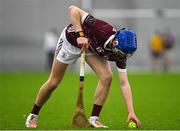 6 January 2024; Jason Hansberry of Galway prepares to take a free during the Connacht Hurling League Shield final match between Roscommon and Galway at University of Galway Connacht GAA AirDome in Bekan, Mayo. Photo by Tyler Miller/Sportsfile
