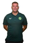 21 August 2023; Assistant coach Danny O'Leary poses for a portrait during a Republic of Ireland Women U16's squad portrait session at the Hilton Hotel, Malahide Road in Dublin. Photo by Ben McShane/Sportsfile