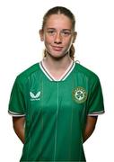 21 August 2023; Aibhlinn Cotter poses for a portrait during a Republic of Ireland Women U16's squad portrait session at the Hilton Hotel, Malahide Road in Dublin. Photo by Ben McShane/Sportsfile