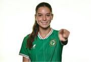 21 August 2023; Mary Hartofilis poses for a portrait during a Republic of Ireland Women U16's squad portrait session at the Hilton Hotel, Malahide Road in Dublin. Photo by Ben McShane/Sportsfile