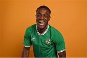 4 September 2023; Aidomo Emakhu poses for a portrait during a Republic of Ireland U21's squad portrait session at the Carlton Hotel in Blanchardstown, Dublin. Photo by Stephen McCarthy/Sportsfile