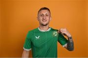 4 September 2023; Sam Curtis poses for a portrait during a Republic of Ireland U21's squad portrait session at the Carlton Hotel in Blanchardstown, Dublin. Photo by Stephen McCarthy/Sportsfile
