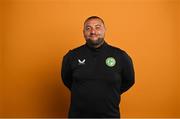 4 September 2023; Team media officer Adam Thompson poses for a portrait during a Republic of Ireland U21's squad portrait session at the Carlton Hotel in Blanchardstown, Dublin. Photo by Stephen McCarthy/Sportsfile