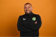 4 September 2023; Team media officer Adam Thompson poses for a portrait during a Republic of Ireland U21's squad portrait session at the Carlton Hotel in Blanchardstown, Dublin. Photo by Stephen McCarthy/Sportsfile
