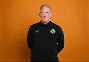 4 September 2023; Sports scientist Adam Fox poses for a portrait during a Republic of Ireland U21's squad portrait session at the Carlton Hotel in Blanchardstown, Dublin. Photo by Stephen McCarthy/Sportsfile