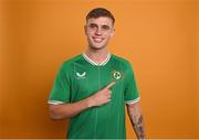 4 September 2023; Adam Murphy poses for a portrait during a Republic of Ireland U21's squad portrait session at the Carlton Hotel in Blanchardstown, Dublin. Photo by Stephen McCarthy/Sportsfile