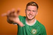 4 September 2023; Ed McJannet poses for a portrait during a Republic of Ireland U21's squad portrait session at the Carlton Hotel in Blanchardstown, Dublin. Photo by Stephen McCarthy/Sportsfile