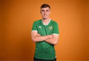 4 September 2023; Matt Healy poses for a portrait during a Republic of Ireland U21's squad portrait session at the Carlton Hotel in Blanchardstown, Dublin. Photo by Stephen McCarthy/Sportsfile