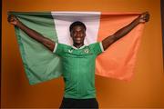 4 September 2023; James Abankwah poses for a portrait during a Republic of Ireland U21's squad portrait session at the Carlton Hotel in Blanchardstown, Dublin. Photo by Stephen McCarthy/Sportsfile
