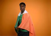 4 September 2023; James Abankwah poses for a portrait during a Republic of Ireland U21's squad portrait session at the Carlton Hotel in Blanchardstown, Dublin. Photo by Stephen McCarthy/Sportsfile