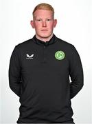 4 September 2023; Sports scientist Adam Fox poses for a portrait during a Republic of Ireland U21's squad portrait session at the Carlton Hotel in Blanchardstown, Dublin. Photo by Tyler Miller/Sportsfile