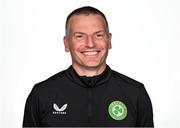 4 September 2023; Manager Jim Crawford poses for a portrait during a Republic of Ireland U21's squad portrait session at the Carlton Hotel in Blanchardstown, Dublin. Photo by Tyler Miller/Sportsfile