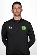 4 September 2023; Chartered physiotherapist Glauber Barduzzi poses for a portrait during a Republic of Ireland U21's squad portrait session at the Carlton Hotel in Blanchardstown, Dublin. Photo by Tyler Miller/Sportsfile