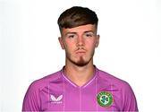 4 September 2023; Josh Keeley poses for a portrait during a Republic of Ireland U21's squad portrait session at the Carlton Hotel in Blanchardstown, Dublin. Photo by Tyler Miller/Sportsfile
