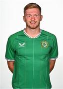 4 September 2023; Ed McJannet poses for a portrait during a Republic of Ireland U21's squad portrait session at the Carlton Hotel in Blanchardstown, Dublin. Photo by Tyler Miller/Sportsfile
