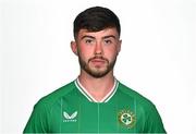 4 September 2023; Sean Roughan poses for a portrait during a Republic of Ireland U21's squad portrait session at the Carlton Hotel in Blanchardstown, Dublin. Photo by Tyler Miller/Sportsfile