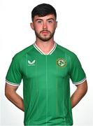 4 September 2023; Sean Roughan poses for a portrait during a Republic of Ireland U21's squad portrait session at the Carlton Hotel in Blanchardstown, Dublin. Photo by Tyler Miller/Sportsfile