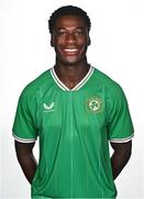 4 September 2023; James Abankwah poses for a portrait during a Republic of Ireland U21's squad portrait session at the Carlton Hotel in Blanchardstown, Dublin. Photo by Tyler Miller/Sportsfile