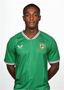 4 September 2023; Aidomo Emakhu poses for a portrait during a Republic of Ireland U21's squad portrait session at the Carlton Hotel in Blanchardstown, Dublin. Photo by Tyler Miller/Sportsfile