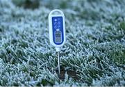 7 January 2024; A thermometer in the pitch shows the temperature at 1.8 degrees Celsius, as measured by groundsman Padhraic Greene at 1.20pm, before the AIB GAA Football All-Ireland Senior Club Championship semi-final match between St Brigid's of Roscommon and Castlehaven of Cork at FBD Semple Stadium in Thurles, Tipperary. Photo by Piaras Ó Mídheach/Sportsfile