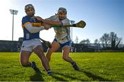 7 January 2024; Padraig Fitzgerald of Waterford in action against Craig Morgan of Tipperary during the Co-Op Superstores Munster Hurling League Group B match between Waterford and Tipperary at Fraher Field in Dungarvan, Waterford. Photo by Harry Murphy/Sportsfile