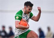 7 January 2024; Fiontan Eastwood of London celebrates after his side's victory in the Connacht FBD League quarter-final match between Mayo and London at University of Galway Connacht GAA AirDome in Bekan, Mayo. Photo by Tyler Miller/Sportsfile