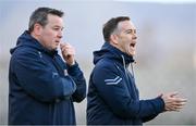 7 January 2024; Waterford manager Paul Shankey, right, and selector Olan Casey during the McGrath Cup group B match between Waterford and Clare at Páirc Naomh Brid in Lemybrien, Waterford. Photo by Seb Daly/Sportsfile