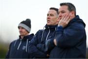 7 January 2024; Waterford manager Paul Shankey, centre, with selectors Olan Casey, right, and Conor Prendergast, left, during the McGrath Cup group B match between Waterford and Clare at Páirc Naomh Brid in Lemybrien, Waterford. Photo by Seb Daly/Sportsfile