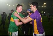 7 January 2024; Conor Coventry of Glen, left, and Rory O'Carroll of Kilmacud Crokes after the AIB GAA Football All-Ireland Senior Club Championship semi-final match between Kilmacud Crokes of Dublin, and Glen of Derry, at Páirc Esler in Newry, Down. Photo by Ben McShane/Sportsfile