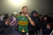 7 January 2024; Conor Glass of Glen celebrates with supporters after the AIB GAA Football All-Ireland Senior Club Championship semi-final match between Kilmacud Crokes of Dublin, and Glen of Derry, at Páirc Esler in Newry, Down. Photo by Daire Brennan/Sportsfile