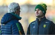 7 January 2024; Donegal selector Neil McGee, right, and Donegal manager Jim McGuinness during the Bank of Ireland Dr McKenna Cup Group A match between Tyrone and Donegal at O’Neills Healy Park in Omagh, Tyrone. Photo by Ramsey Cardy/Sportsfile