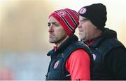 7 January 2024; Tyrone joint-managers Brian Dooher, left, and Feargal Logan during the Bank of Ireland Dr McKenna Cup Group A match between Tyrone and Donegal at O’Neills Healy Park in Omagh, Tyrone. Photo by Ramsey Cardy/Sportsfile