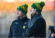 7 January 2024; Donegal selectors Neil McGee, right, and Colm McFadden during the Bank of Ireland Dr McKenna Cup Group A match between Tyrone and Donegal at O’Neills Healy Park in Omagh, Tyrone. Photo by Ramsey Cardy/Sportsfile