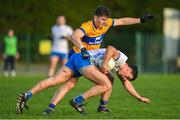 7 January 2024; Jack Keane of Waterford in action against Brian McNamara of Clare during the McGrath Cup group B match between Waterford and Clare at Páirc Naomh Brid in Lemybrien, Waterford. Photo by Seb Daly/Sportsfile