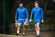 8 January 2024; Rónan Kelleher and Tommy O'Brien during a Leinster Rugby squad training session at UCD in Dublin. Photo by Harry Murphy/Sportsfile