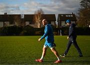 8 January 2024; Rhys Ruddock and head coach Leo Cullen during a Leinster Rugby squad training session at UCD in Dublin. Photo by Harry Murphy/Sportsfile