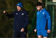 8 January 2024; Senior coach Jacques Nienaber and Hugo Keenan during a Leinster Rugby squad training session at UCD in Dublin. Photo by Harry Murphy/Sportsfile