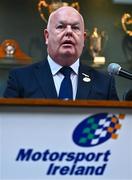 9 January 2024; Motorsport Ireland president Aiden Harper during a Motorsport Ireland press conference, at the Royal Irish Automobile Club on Dawson Street in Dublin, announcing their bid for a World Rally Championship round based in Ireland for the first time since 2009. Three locations in Kerry, Limerick, and the South East region, were nominated to be the location of the service parks for the proposed round in 2025, 2026 and 2027. Photo by Ben McShane/Sportsfile