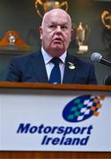 9 January 2024; Motorsport Ireland president Aiden Harper during a Motorsport Ireland press conference, at the Royal Irish Automobile Club on Dawson Street in Dublin, announcing their bid for a World Rally Championship round based in Ireland for the first time since 2009. Three locations in Kerry, Limerick, and the South East region, were nominated to be the location of the service parks for the proposed round in 2025, 2026 and 2027. Photo by Ben McShane/Sportsfile