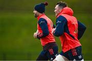 9 January 2024; Conor Murray, left, and Peter O'Mahony during Munster rugby squad training at the University of Limerick in Limerick. Photo by Eóin Noonan/Sportsfile