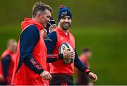 9 January 2024; Conor Murray, right, and Peter O'Mahony during Munster rugby squad training at the University of Limerick in Limerick. Photo by Eóin Noonan/Sportsfile