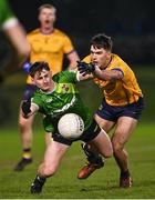 9 January 2024; Patrick Brooks of Queens in action against Ciaran Caulfield of DCU during the Electric Ireland Higher Education GAA Sigerson Cup Round 1 match between Queens University Belfast and DCU at The Dub at Queen’s Sport in Belfast. Photo by Ramsey Cardy/Sportsfile