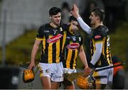9 January 2024; Kilkenny players Niall Rowe, left, and Shane Murphy celebrate after their side's victory in the Dioralyte Walsh Cup Round 2 match between Carlow and Kilkenny at Netwatch Cullen Park in Carlow. Photo by Sam Barnes/Sportsfile