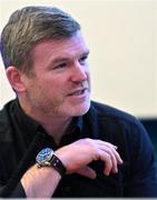 10 January 2024; Former Ireland rugby international Gordon D'Arcy speaking at the launch of the 2024 Lidl Ladies National Football Leagues at Croke Park in Dublin. Photo by Tyler Miller/Sportsfile