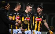 9 January 2024; Kilkenny players, from left, Darragh Corcoran, Billy Reid and Niall Rowe after their side's victory in the Dioralyte Walsh Cup Round 2 match between Carlow and Kilkenny at Netwatch Cullen Park in Carlow. Photo by Sam Barnes/Sportsfile