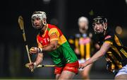 9 January 2024; Chris Nolan of Carlow in action against David Blanchfield of Kilkenny during the Dioralyte Walsh Cup Round 2 match between Carlow and Kilkenny at Netwatch Cullen Park in Carlow. Photo by Sam Barnes/Sportsfile