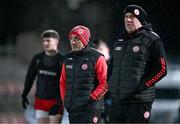 10 January 2024; Tyrone joint-managers Brian Dooher, left, and Feargal Logan before the Bank of Ireland Dr McKenna Cup Group A match between Armagh and Tyrone at BOX-IT Athletic Grounds in Armagh. Photo by Ben McShane/Sportsfile