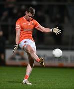 10 January 2024; Oisin O'Neill of Armagh kicks a free during the Bank of Ireland Dr McKenna Cup Group A match between Armagh and Tyrone at BOX-IT Athletic Grounds in Armagh. Photo by Ben McShane/Sportsfile