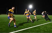 10 January 2024; Clare players, including Peter Duggan, left, doing runs after the Co-Op Superstores Munster Hurling League Group A match between Clare and Limerick at Clarecastle GAA astro pitch in Clare. Photo by Piaras Ó Mídheach/Sportsfile